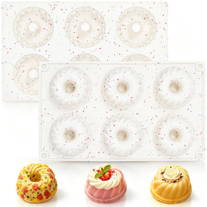 3 Pcs Silicone Mini Fluted Tube Cake Pans, 6‑Cavity Mini Cake Pans