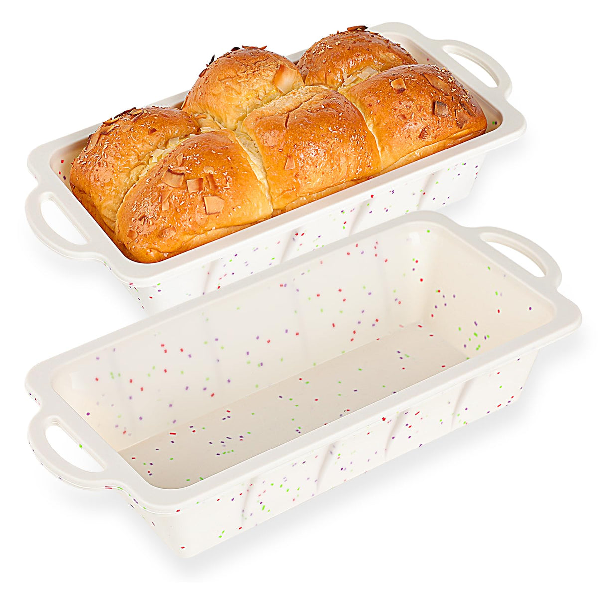 Vinino 2 Pack 8-Cavity Mini Silicone Loaf Pans with Metal-Reinforced Frame