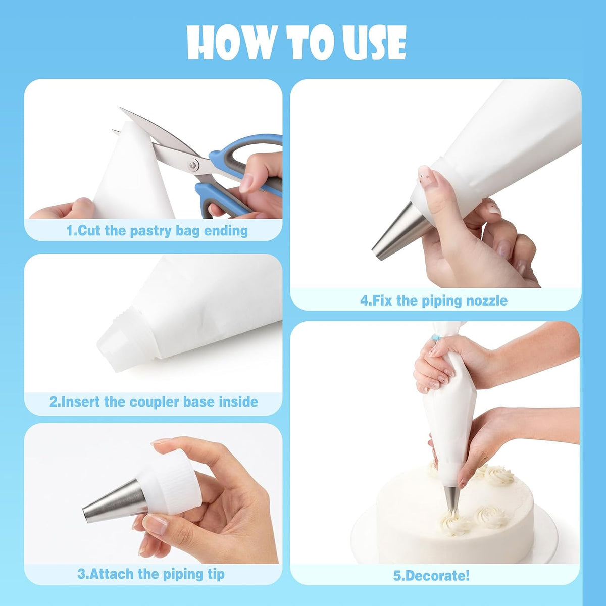 20PCS Reusable Piping Bags and Tips Set, 2 Pack 16 Inch Cotton Pastry Bags