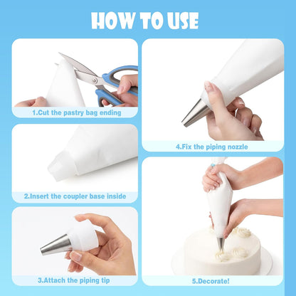 20PCS Reusable Piping Bags and Tips Set, 2 Pack 16 Inch Cotton Pastry Bags