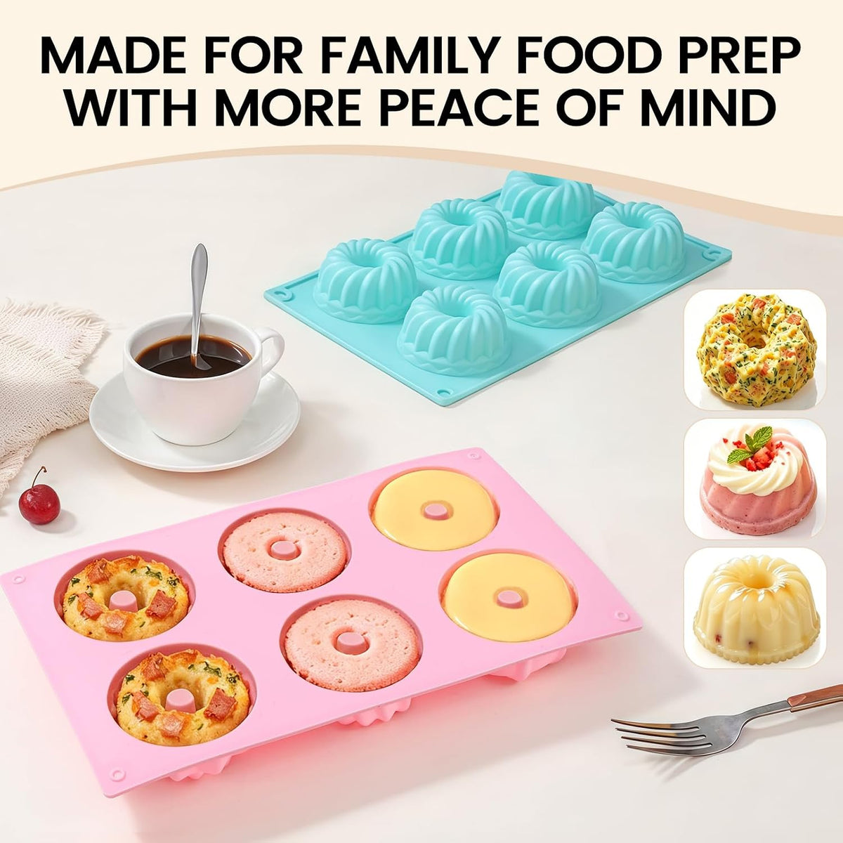 3 Pcs Silicone Mini Fluted Tube Cake Pans, 6‑Cavity Mini Cake Pans