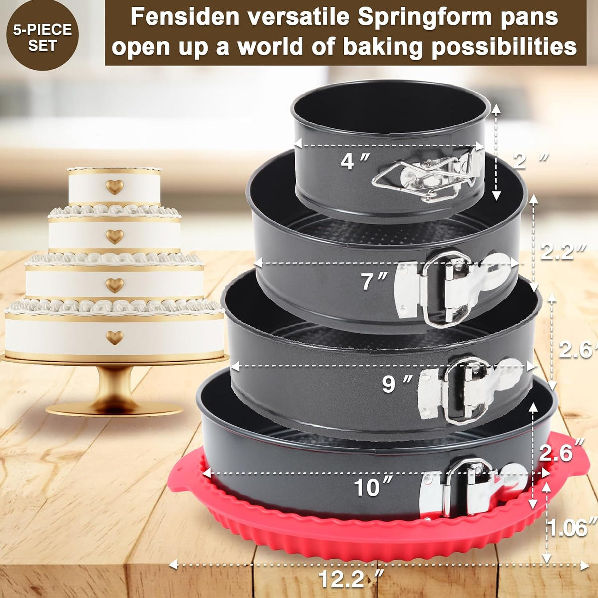 4-7-9-10 Inch Non-stick Springform Cheesecake Pan Set of 4