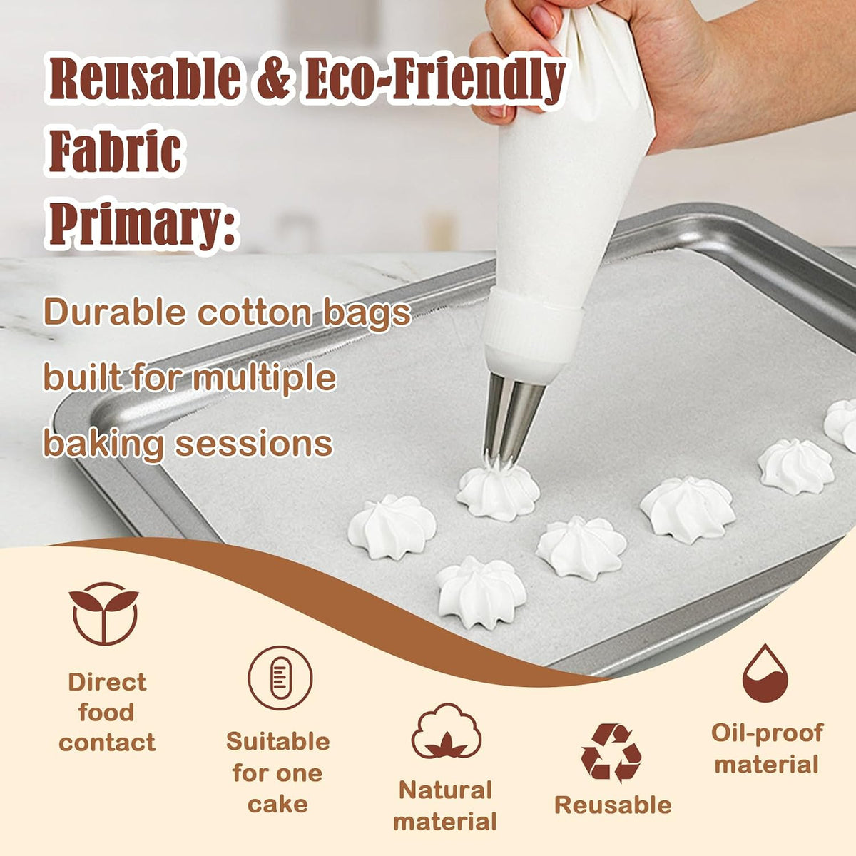 9-Piece Reusable Piping Bags and Tips Set with Stainless Steel Nozzles