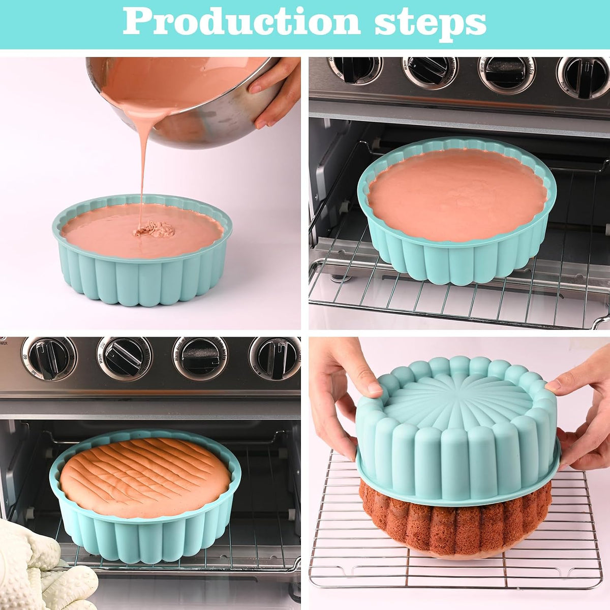 HUAKENER 2 Pcs Charlotte Cake Pan, 8 Inch Round Cake Pan