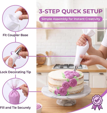 15-Piece Reusable Piping Bags and Tips Set, for Cake Decorating, Cupcakes