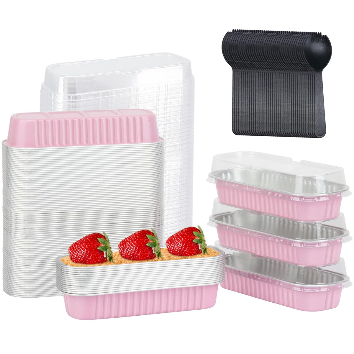 LNYZQUS Mini Loaf Pans with Lids 100 Pack, 6.8oz Small Cake Tins
