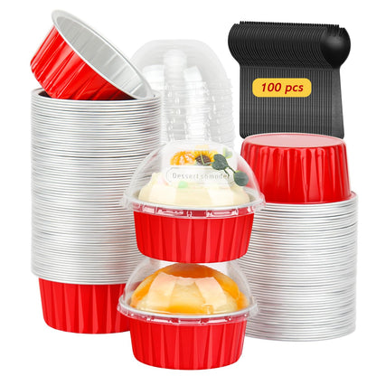 LNYZQUS Mini Loaf Pans with Lids 100 Pack, 6.8oz Small Cake Tins