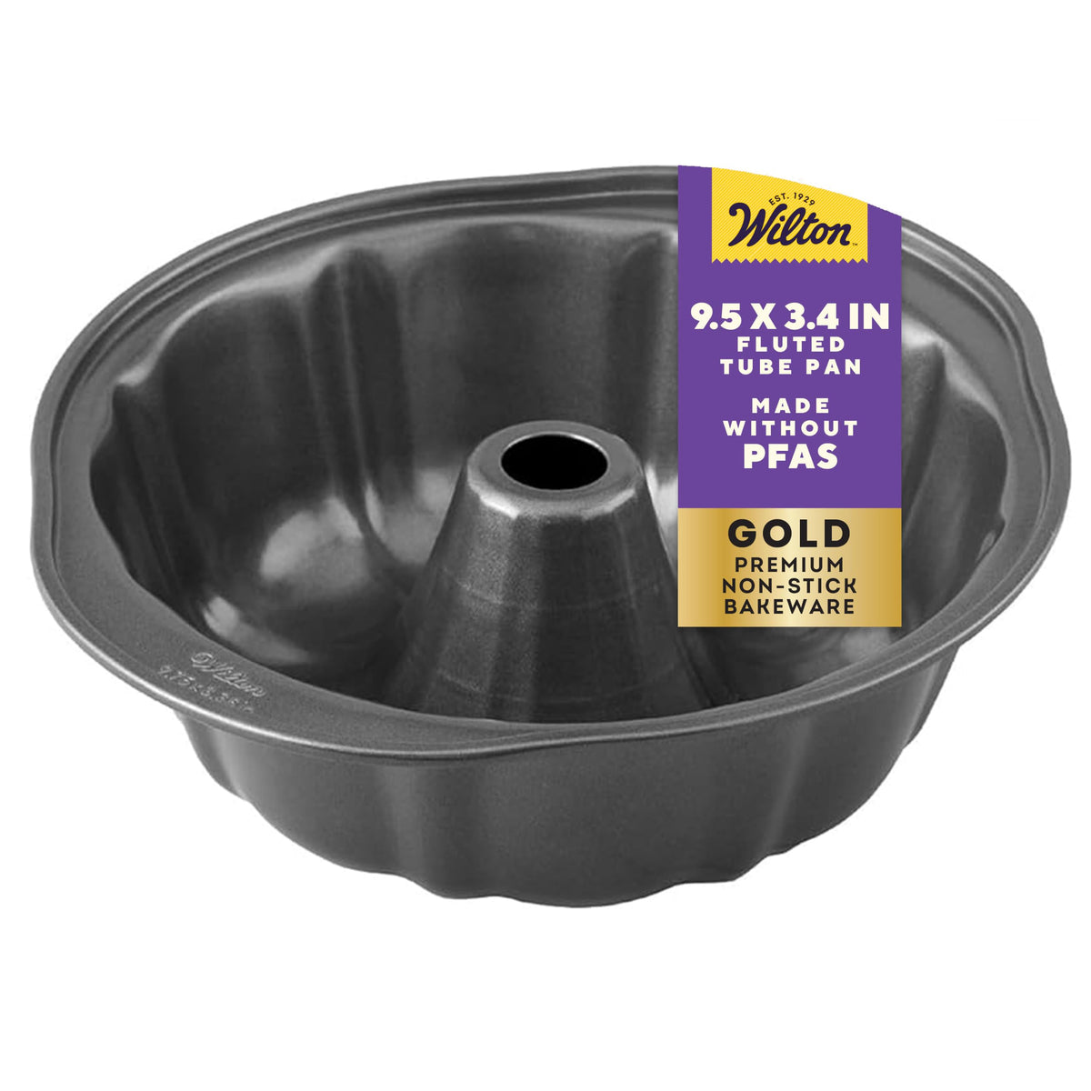 Wilton Gold Non-Stick Fluted Tube Cake Pan, Made Without PFAS, 9.49 in