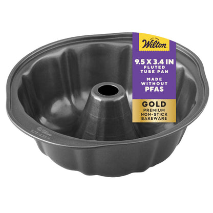 Wilton Gold Non-Stick Fluted Tube Cake Pan, Made Without PFAS, 9.49 in
