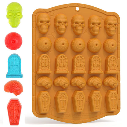 6 Cavities Large Skull Cake Pan Silicone Mold - 3D Skull Ice Cube Mold, Halloween Silicone Molds Bpa Free for Chocolate, Jelly, Wax Melt, Ice Cubes, Gelatin and Resin