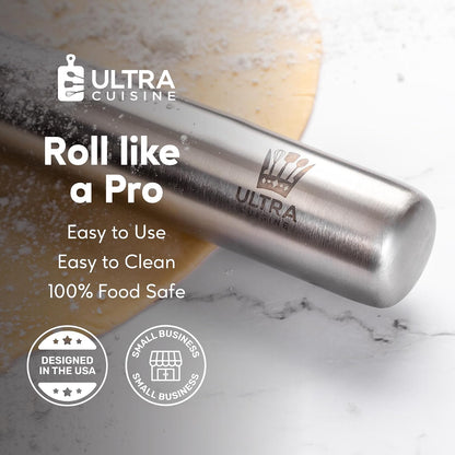 Ultra Cuisine French Rolling Pin for Baking –15.75-inch Large Roller Pin