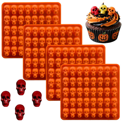 6 Cavities Large Skull Cake Pan Silicone Mold - 3D Skull Ice Cube Mold, Halloween Silicone Molds Bpa Free for Chocolate, Jelly, Wax Melt, Ice Cubes, Gelatin and Resin