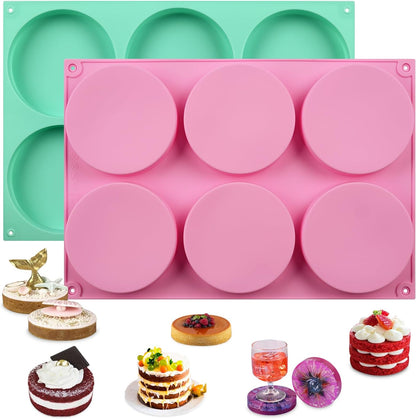 HUAKENER 2 Pcs Silicone Muffin Top Pan for Baking, 4 Inch Round Baking Mold