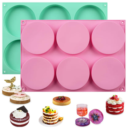 HUAKENER 2 Pcs Silicone Muffin Top Pan for Baking, 4 Inch Round Baking Mold
