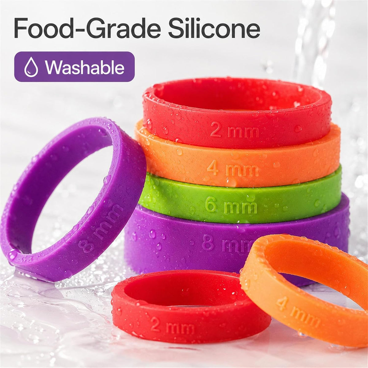8pcs Silicone Rolling Pin Thickness Rings, Baking Accessories