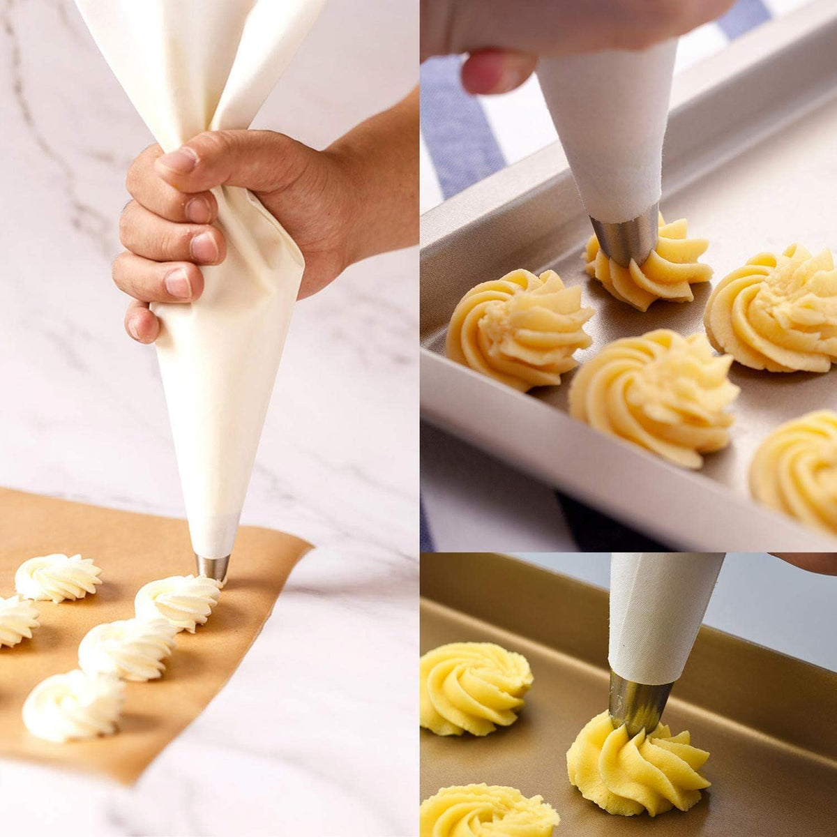 3 Pack Piping Bags Reusable Canvas Pastry Bags 14/16/18 Inch