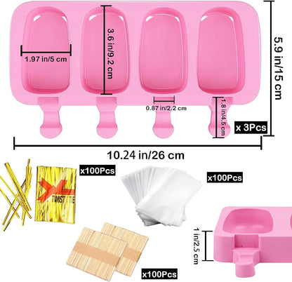 3pcs Cakesicle Mold,Popsicle Molds Silicone Cake Pop Mold(Pink)
