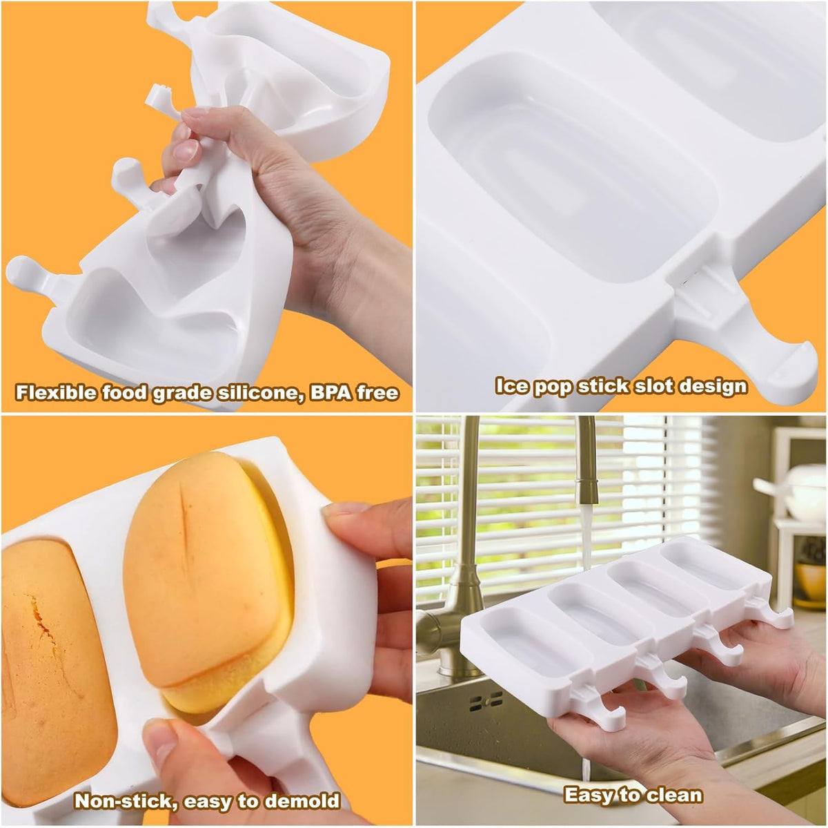 Juome Cake Pop Mold Kit, Large Cakesicle Molds Silicone with Sticks & Bags