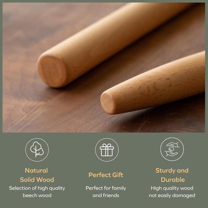 muso wood Wooden Rolling Pin for Baking, Beech Wood Tapered Rolling Pin