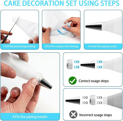 17-Piece Piping Bags and Tips Set, 2 Reusable 16 Inch Cotton Pastry Bags