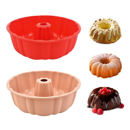 2 Pack Silicone Cake Pan,Jello Moldes Para Gelatinas，10 Inch, Pink+Blue