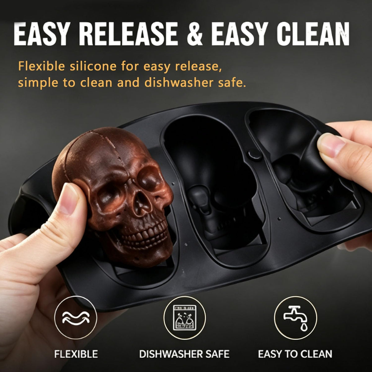 Skull Cake Pan Silicone Mold (6 Cavity)