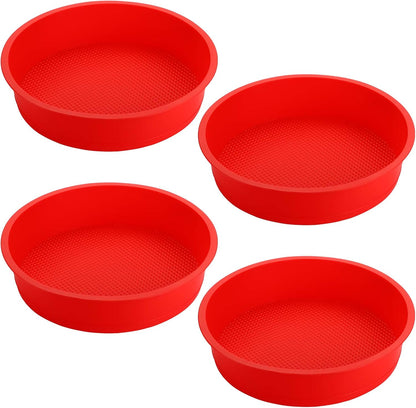 Bekith 4 Pack 9" Silicone Round Cake Pans, Silicone Cake Pans for Baking, Quick Release Baking Mold Round