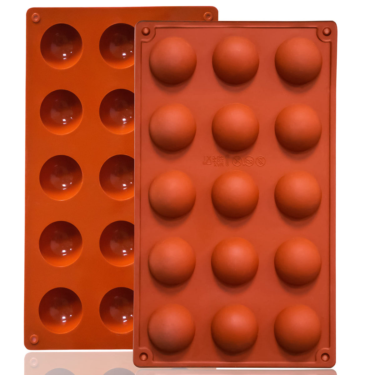 Lerykin Small 15-Cavity Semi Sphere Silicone Molds Non-Stick,2 Packs Half Sphere Silicone Baking Molds for Making Jelly, Chocolates and Cake