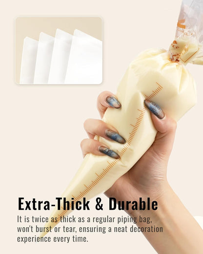 Bake Choice 16 Inch Large Piping Bags, 100 Thickened Disposable Pastry Bags