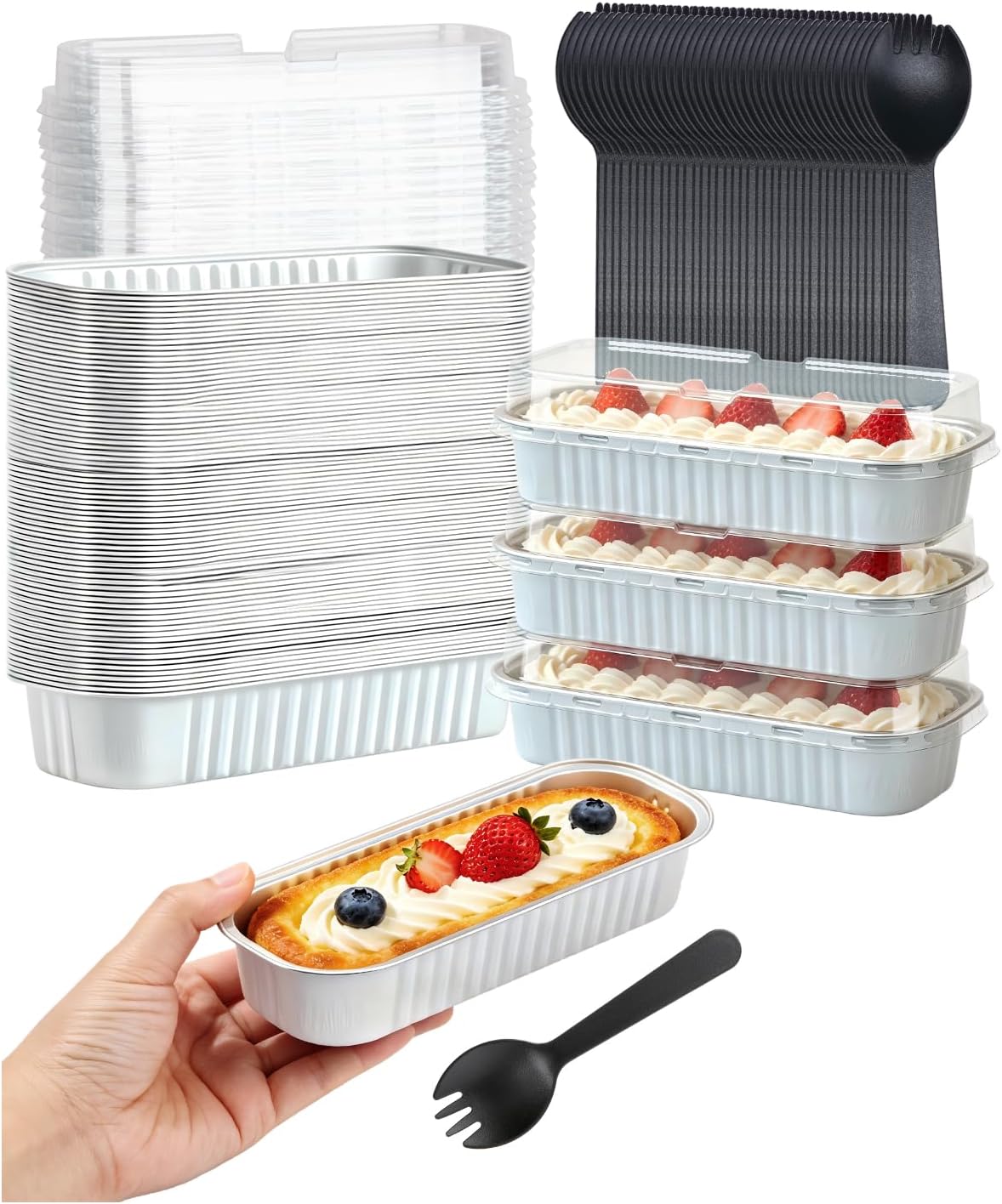 LNYZQUS Mini Loaf Pans with Lids 100 Pack, 6.8oz Small Cake Tins