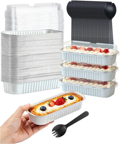 LNYZQUS Mini Loaf Pans with Lids 100 Pack, 6.8oz Small Cake Tins