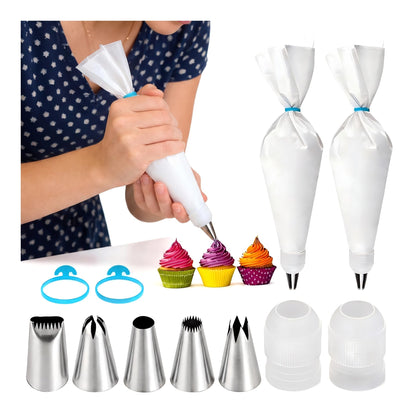 15-Piece Reusable Piping Bags and Tips Set, for Cake Decorating, Cupcakes