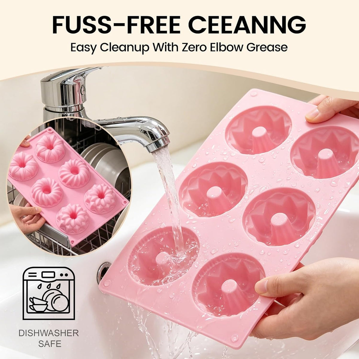 3 Pcs Silicone Mini Fluted Tube Cake Pans, 6‑Cavity Mini Cake Pans