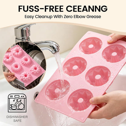 3 Pcs Silicone Mini Fluted Tube Cake Pans, 6‑Cavity Mini Cake Pans