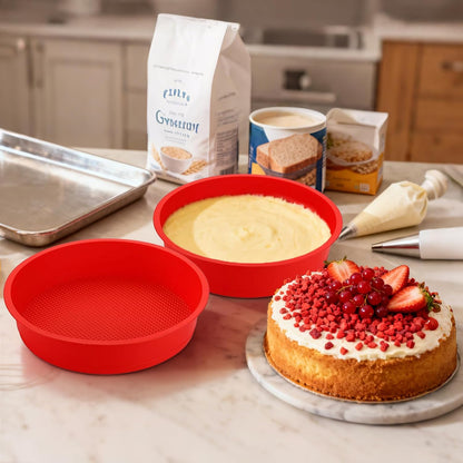 Bekith 4 Pack 9" Silicone Round Cake Pans, Silicone Cake Pans for Baking, Quick Release Baking Mold Round