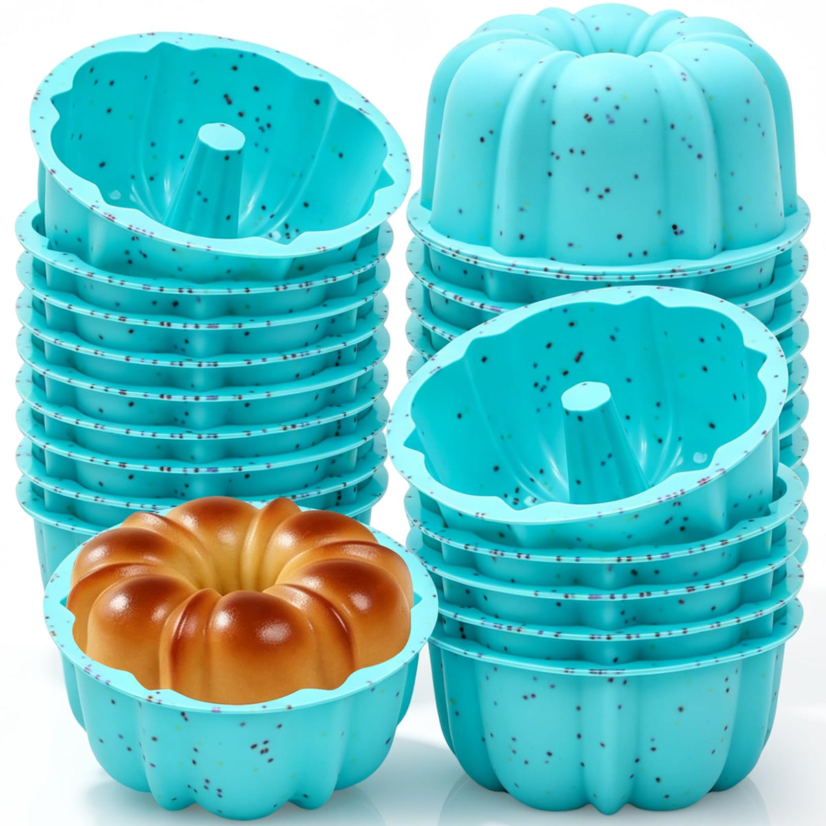 4 Inch Individual Silicone Mini Flan Molds for Baking (25 Pcs,Cream)