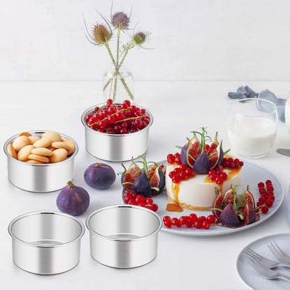 TeamFar 4 Inch Cake Pan, 6 Pcs Stainless Steel Round Baking Cake Pans Set