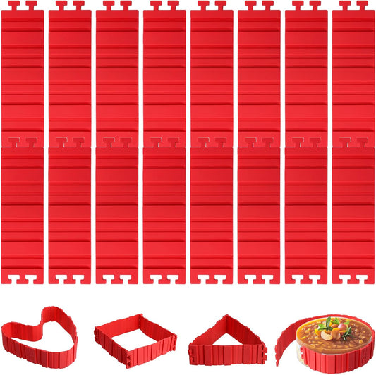 Jucoan 16 Pack Silicone Cake Mold Magic Bake Snake, Silicone Cake Shapers for DIY Round Rectangular Heart Shape Cake Dessert, Ice Barrier for Tie Dye
