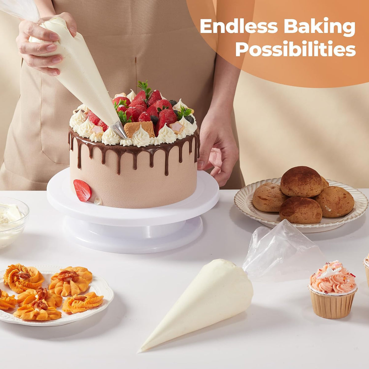 Kootek Piping Bags, Disposable Pastry Icing Bags 16 Inch, 100pc Extra Large