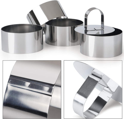 HULISEN 3” Round Cake Ring Mold, Stainless Steel Cooking Crumpet Rings