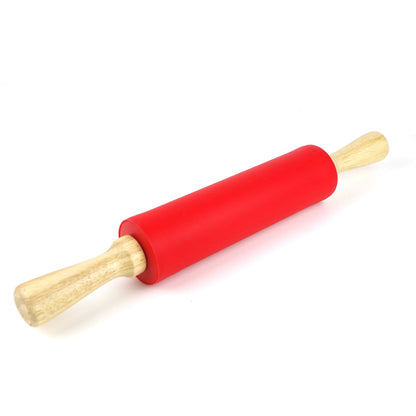 Silicone Rolling Pin for Baking Non-stick Rolling Pin Dough Roller Wooden Handle Kitchen Accessories Pastry Roller