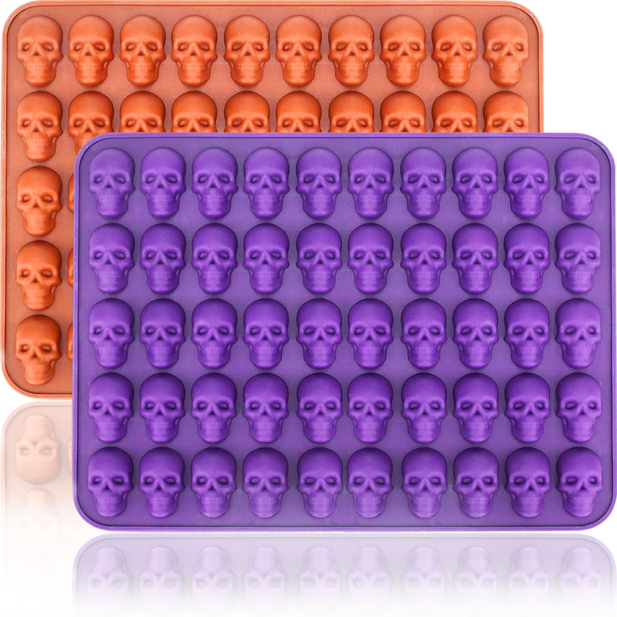 HKNMTT Skull Silicone Baking Pan for Halloween Pizza Cake, 6 Cavities 3D Large Molds, Nonstick Skeleton Head for Soap Ice Tray Oven Safe