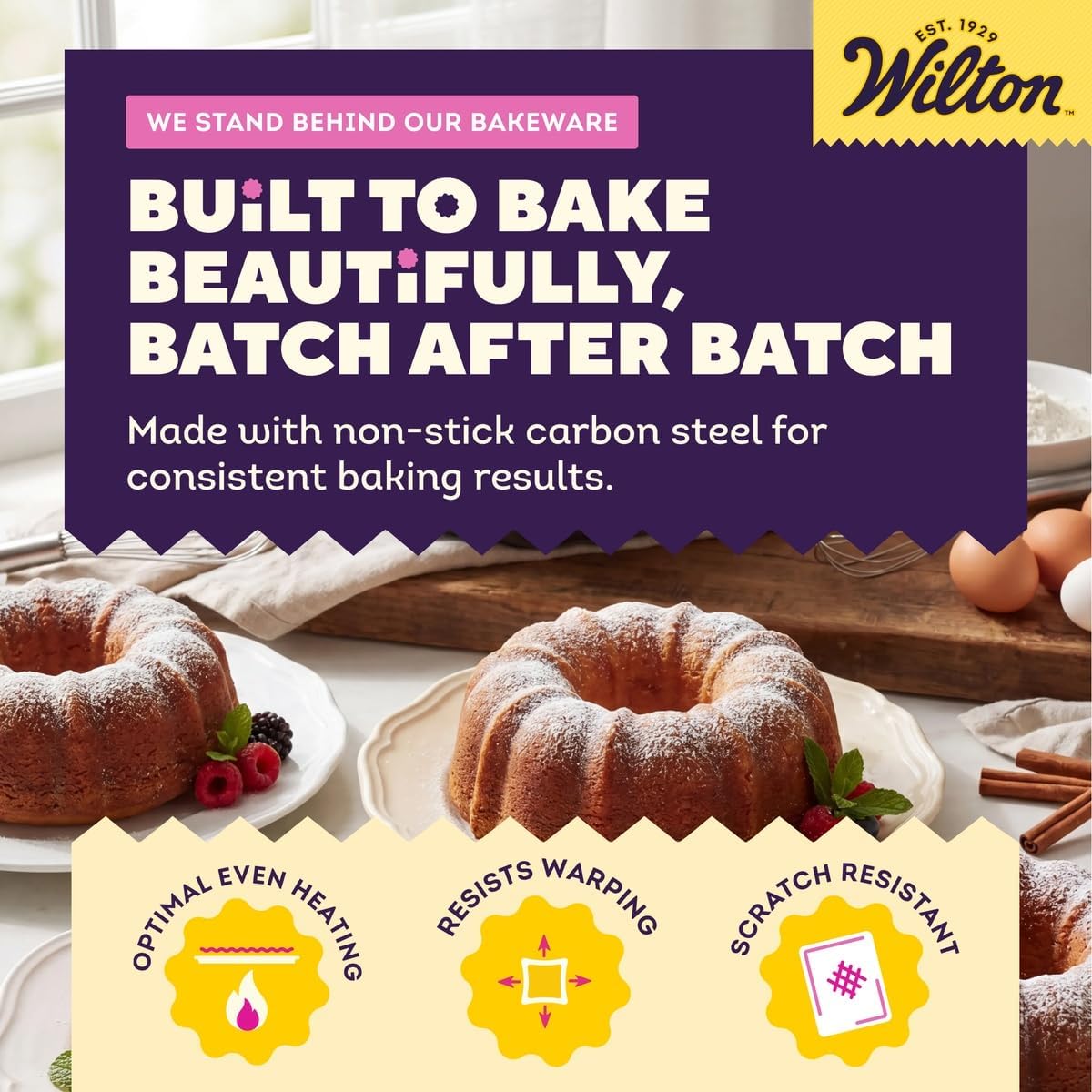 Wilton Gold Non-Stick Fluted Tube Cake Pan, Made Without PFAS, 9.49 in