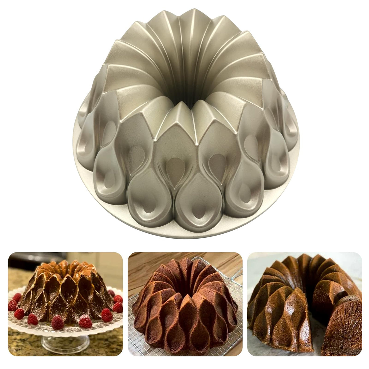 Charlotte Cake Mold, 8 Inch Cake Pan Aluminium Kitchen Accessories Decoration Christmas Wedding Valentine’s 3D Charlotte Cake Pan (Swirl Shape)