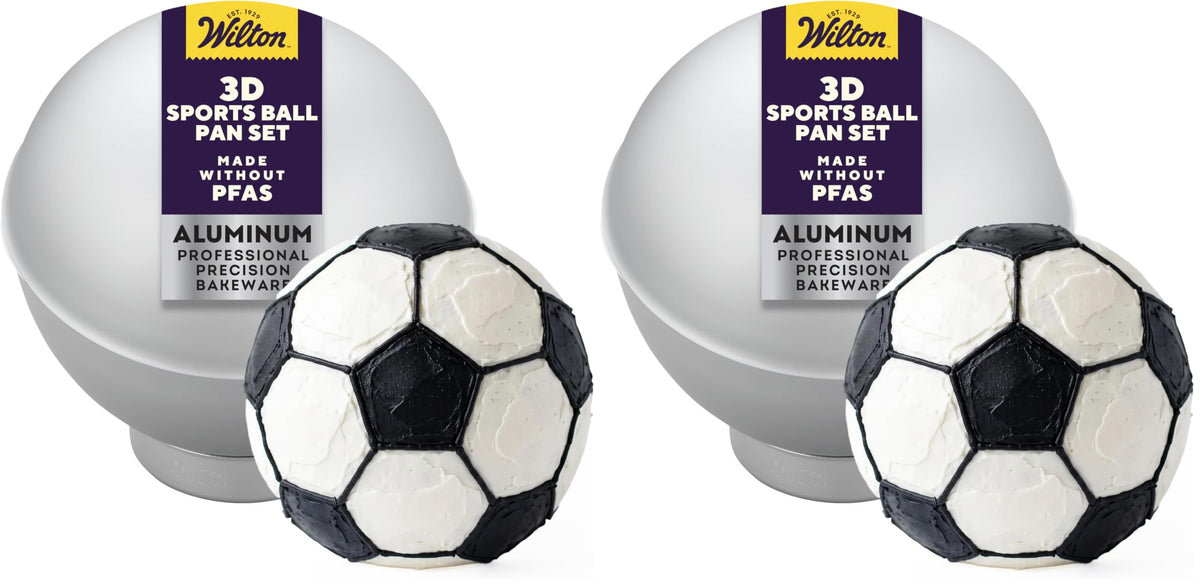 Wilton Aluminum 3D Sports Ball Cake Pan Set, Made Without PFAS