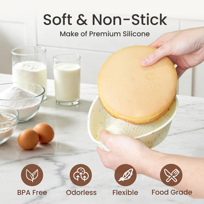 4.75 Inch Round Cake Pan, 4 Pcs Silicone Cake Pans for Baking, Nonstick Baking Mold BPA Free Dishwasher Safe, Great for Layer Cake, Cheese Cake, Chocolate Cake