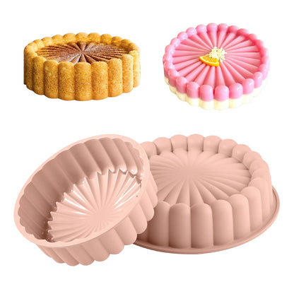 10 Inch Silicone Cake With 8 Inch Pan Set (2 Pack) - Nonstick Baking Mold for Pound Cake, Jello, Bread & Brownies, Dishwasher Safe