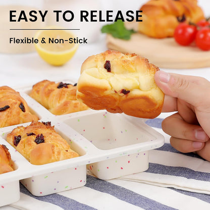 Vinino 2 Pack 8-Cavity Mini Silicone Loaf Pans with Metal-Reinforced Frame