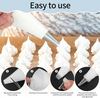 4 Pack 24 Inch Extra Large Reusable Piping Bags,Cotton Cloth Pastry Bags with Plastic Coating, Professional Tipless Icing Bags for Cake Decorating Cupcakes Cookies Desserts and Baking Supplies