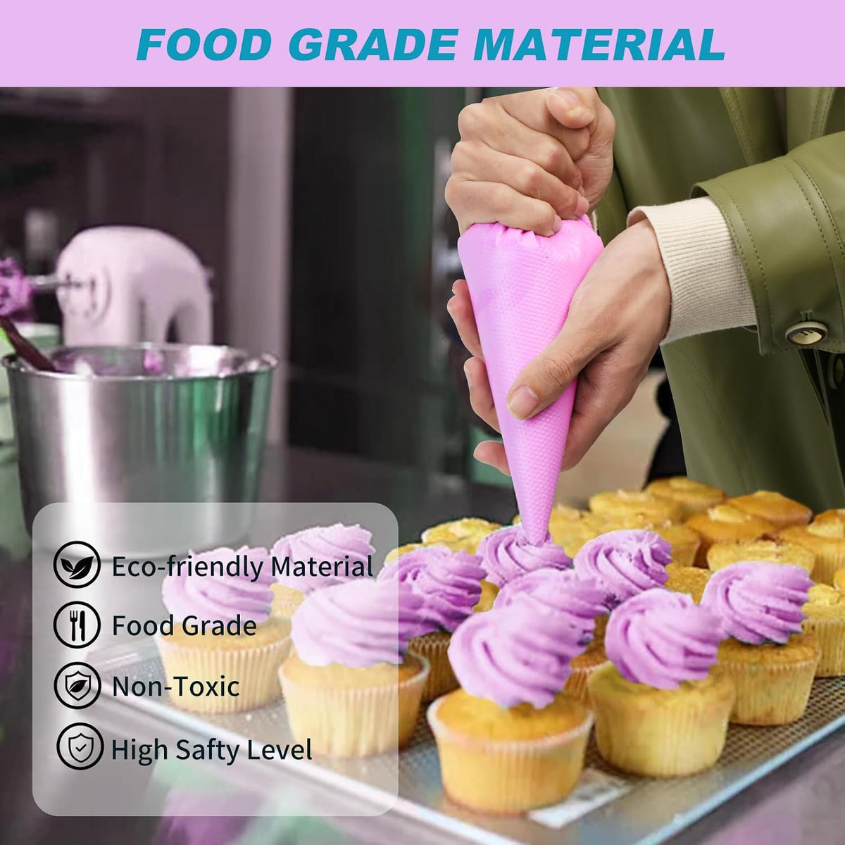 firstake Disposable Piping Bags 100pcs, 16 Inch Large Pastry Bags for Cake